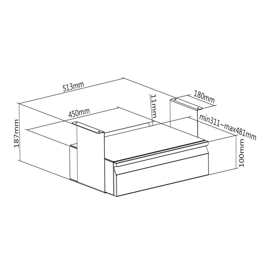 Maclean MC-875 Under Desk Steel Drawer with Shelf Up to Max. 5kg Base Under Table Holder Hanging Drawer with Organiser-3