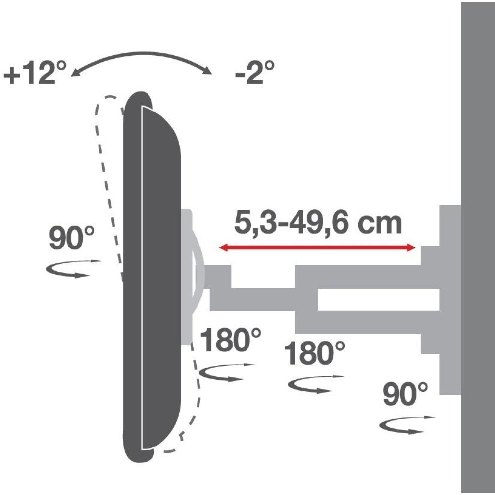 Nosač za TV zidni TECHLY ICA-PLB 172L (40"- 80", do 50 kg, nagib -2 - 12°, zakret 90°, ultra slim, sa zglobom)-10