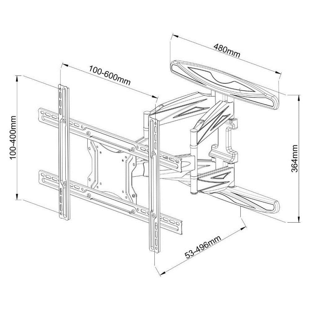 Nosač za TV zidni TECHLY ICA-PLB 172L (40"- 80", do 50 kg, nagib -2 - 12°, zakret 90°, ultra slim, sa zglobom)-2
