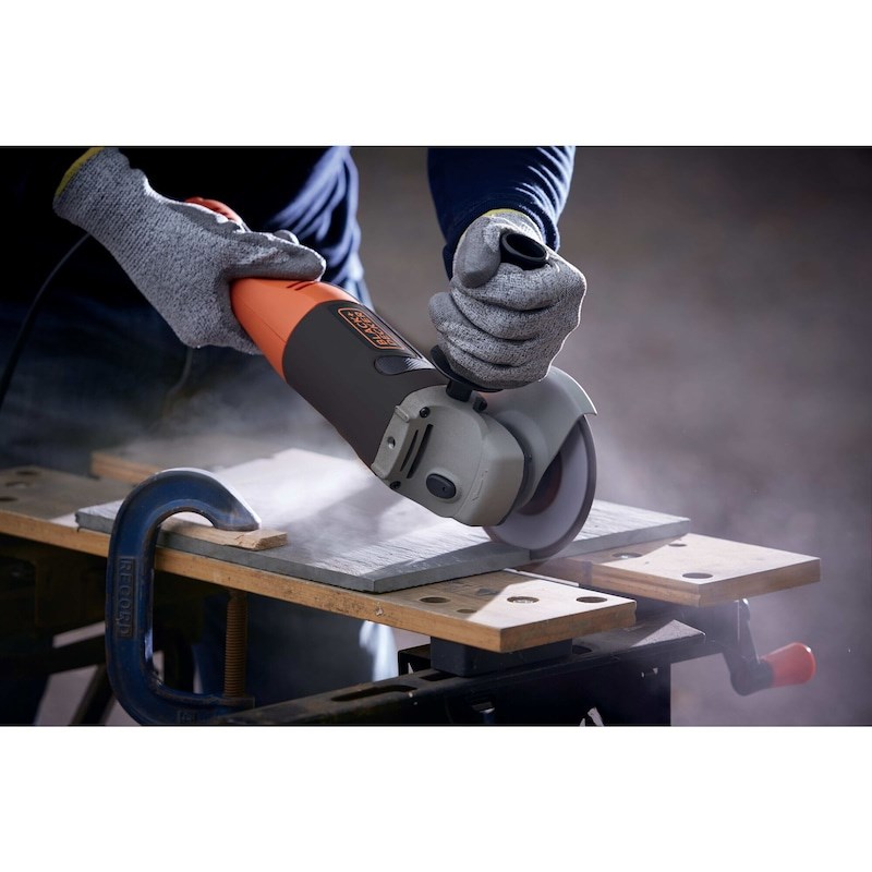 Kutna brusilica BLACK&DECKER 1200W 125mm (3 položaja ručke, zaključavanje vretena, mekani start, 11,000 okr/min, narančasta/siva/crna)-0