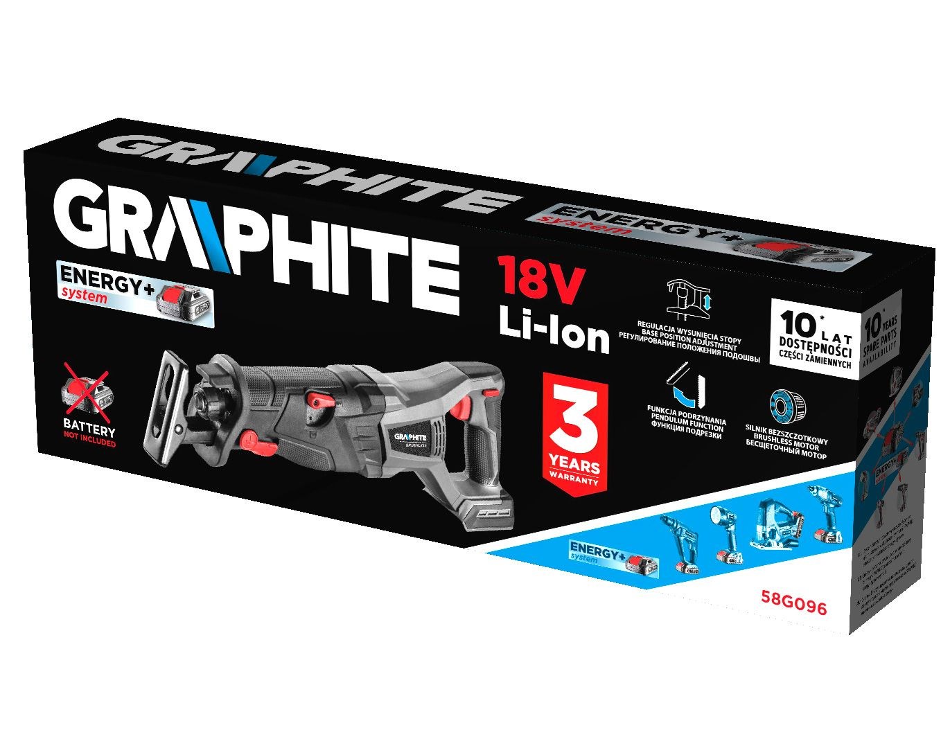 Bežična recipročna pila GRAPHITE Energy+ (18V, bez baterije)-0