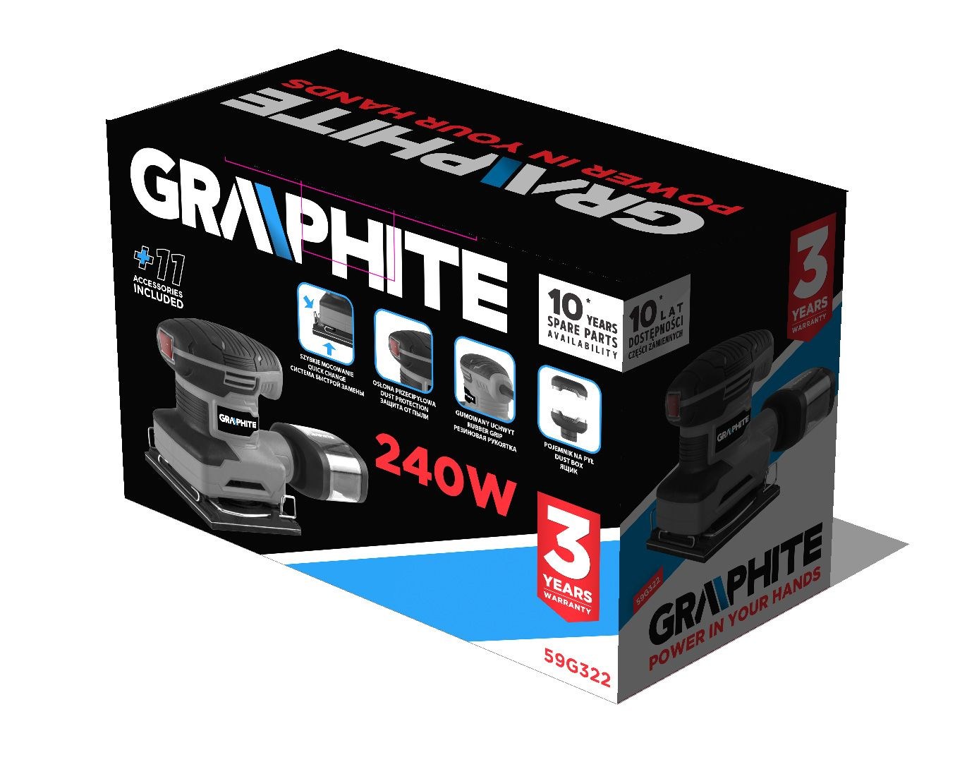 Orbitalna brusilica GRAPHITE (240W, podloga 110 x 100 mm)-1