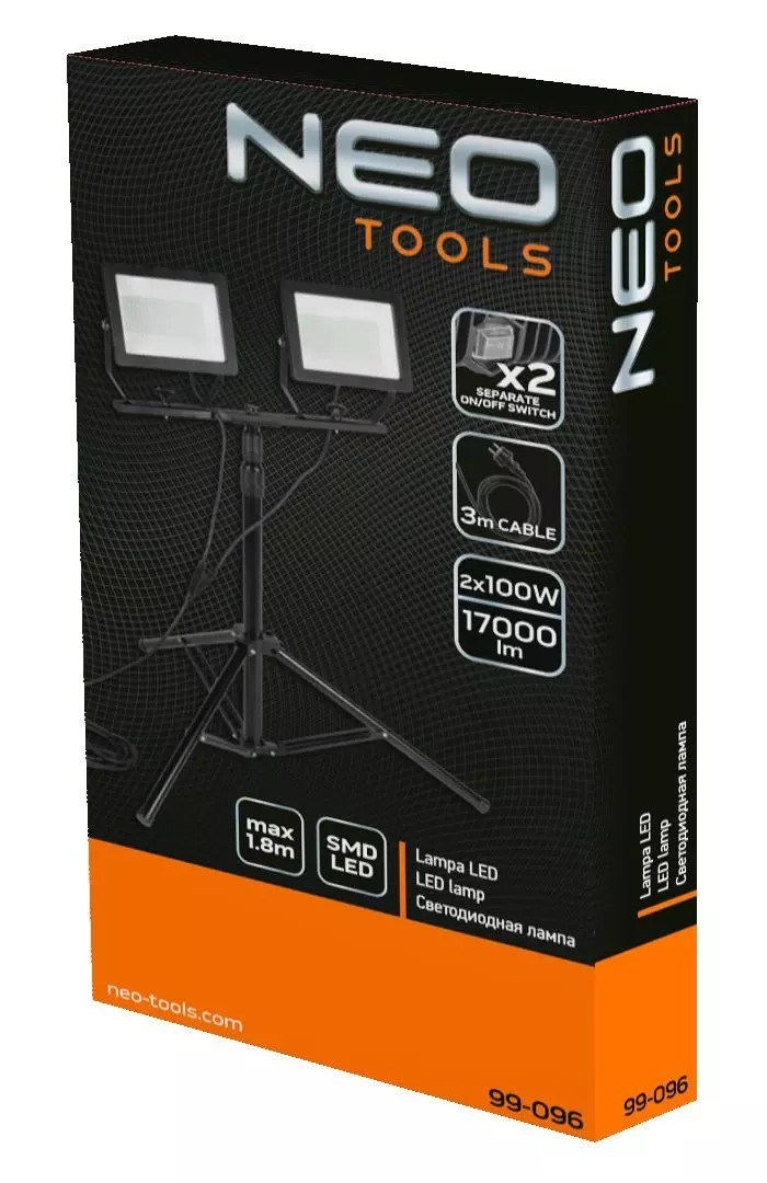 Dvostruki LED reflektor NEO TOOLS 99-069 sa stativom (2x100W, 17000 lm)-8