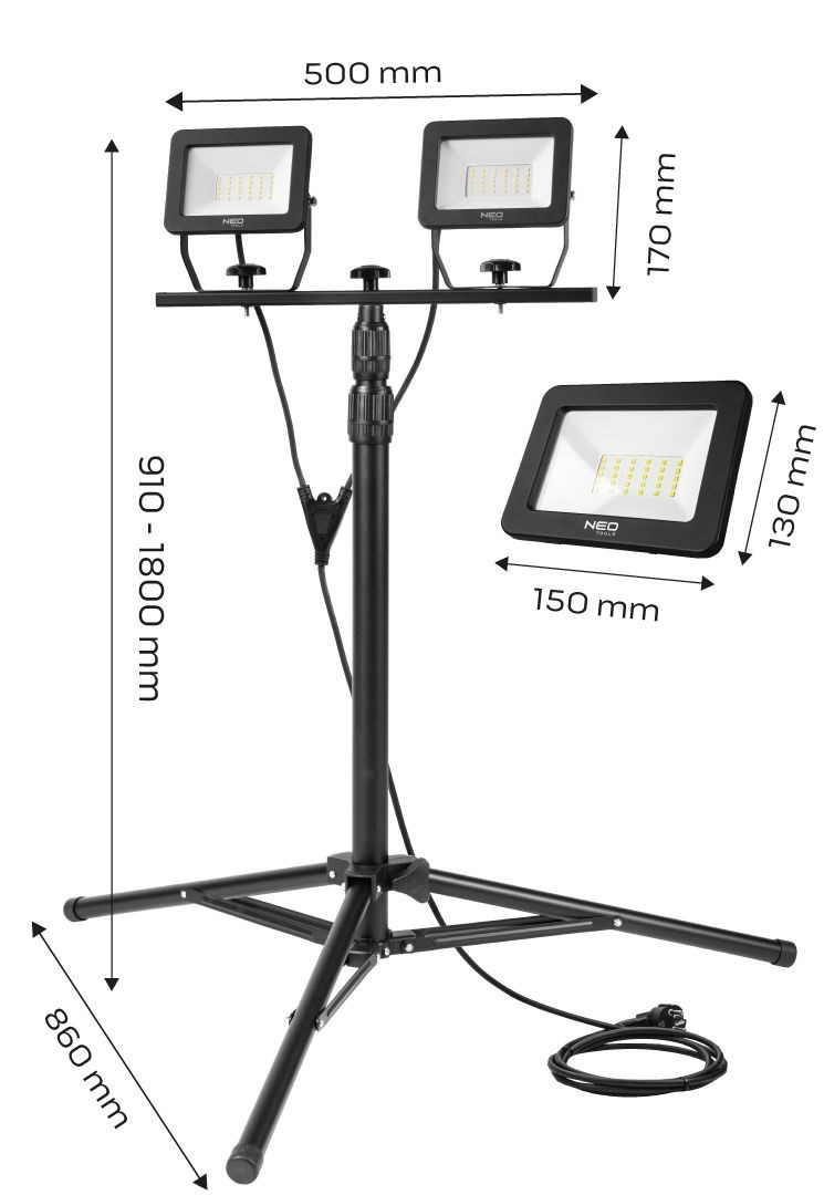Double spotlight 2x30W SMD LED 5400lm on tripod 1.8m-1