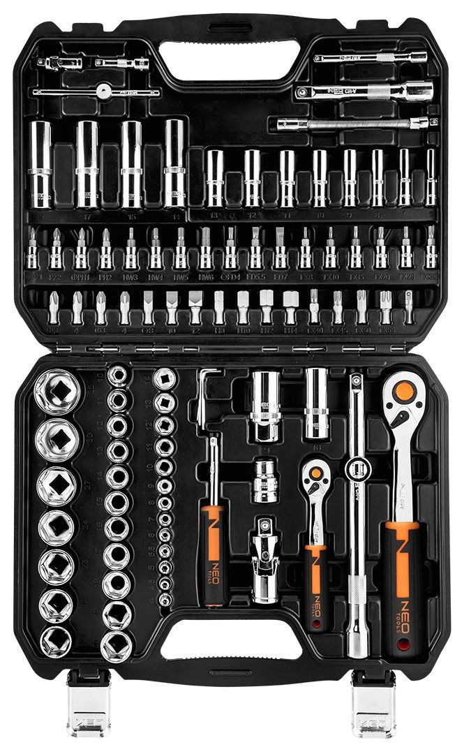 Set nasadnih ključeva NEO TOOLS 08-910 (1/4", 1/2", 94 komada, CrV čelik)