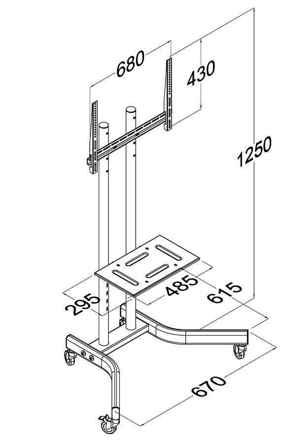 Stalak za TV MACLEAN MC-739 (32-65", do 40kg, VESA 600x400, na kotačima)-4
