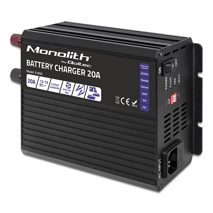 Punjač akumulatora QOLTEC Monolith 20 A 12 V za LiFePO4, AGM, GEL i SLA akumulatore-14