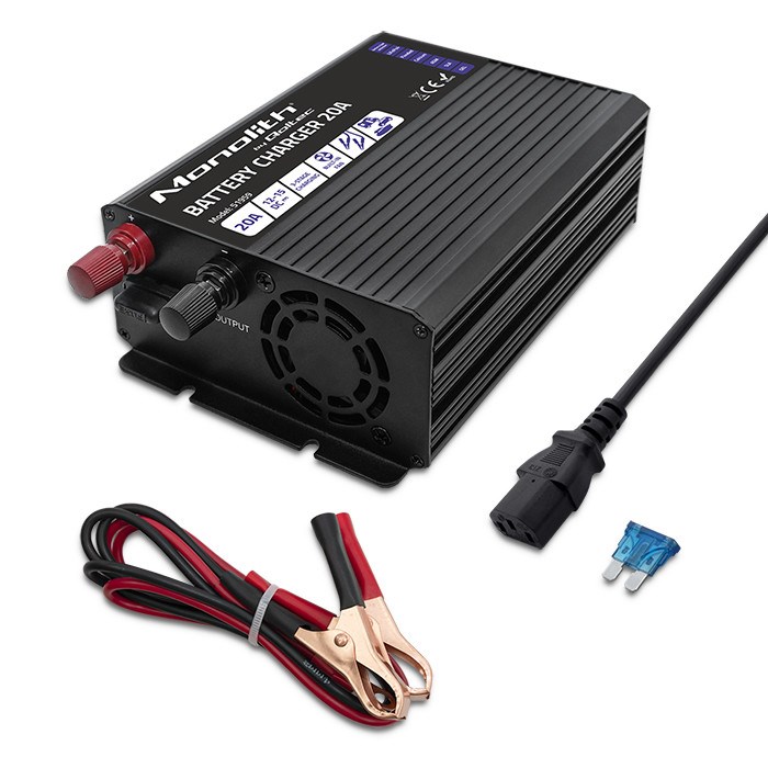 Punjač akumulatora QOLTEC Monolith 20 A 12 V za LiFePO4, AGM, GEL i SLA akumulatore-1