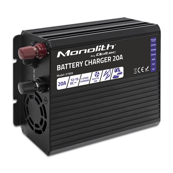 Punjač akumulatora QOLTEC Monolith 20 A 12 V za LiFePO4, AGM, GEL i SLA akumulatore-13