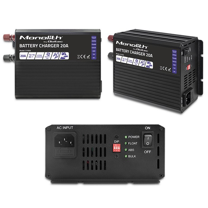 Punjač akumulatora QOLTEC Monolith 20 A 12 V za LiFePO4, AGM, GEL i SLA akumulatore-8