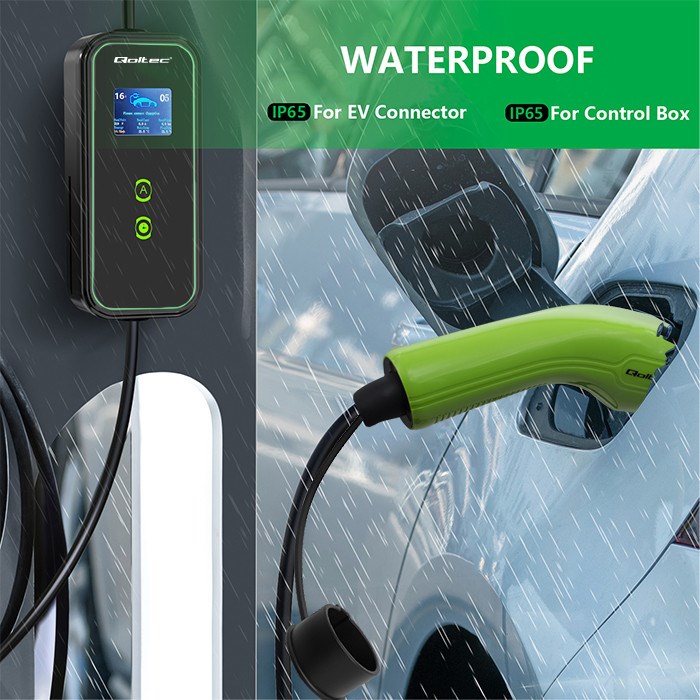 Prijenosni punjač za električna vozila QOLTEC Mobile EV Charger 2-in-1 Type2 (3.5kW, 16A, LCD, 5m)-7