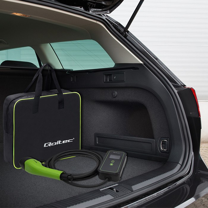 Prijenosni punjač za električna vozila QOLTEC Mobile EV Charger 2-in-1 Type2 (3.5kW, 16A, LCD, 5m)-10