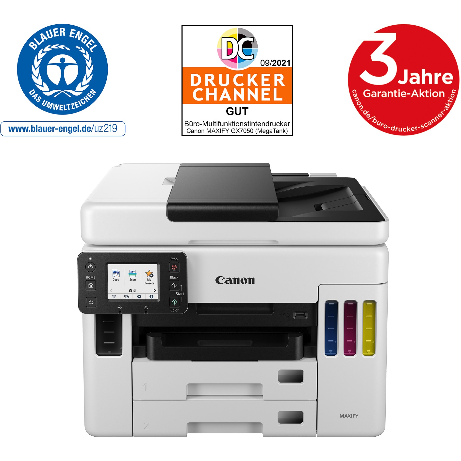 Multifunkcijski uređaj CANON MAXIFY GX7050 4-u-1 (A4, 600 x 1200 DPI, 24 ppm, 15.5 ppm, crna)-0