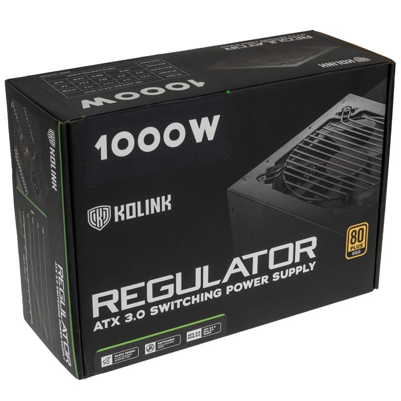 Napajanje KOLINK Regulator 80 PLUS Gold PSU (atx 3.0, pcie 5.0, modular, 1000 watts)-0