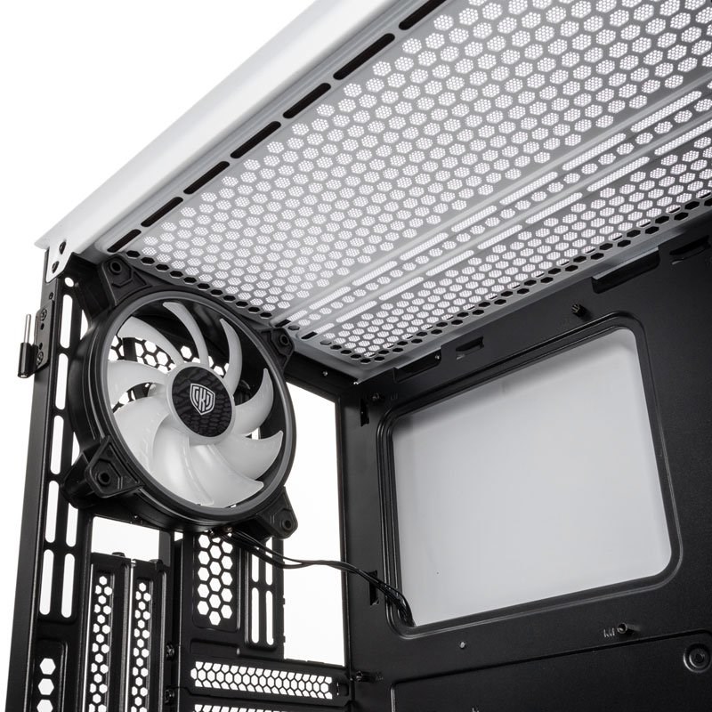 Kućište za računalo KOLINK Citadel Mesh RGB Micro-ATX (bijelo, 2x 120 mm ventilatori, RGB kontrola, stakleni panel, podrška za ATX napajanje)-5