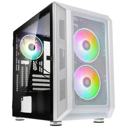 Kućište za računalo KOLINK Citadel Mesh RGB Micro-ATX (bijelo, 2x 120 mm ventilatori, RGB kontrola, stakleni panel, podrška za ATX napajanje)-0