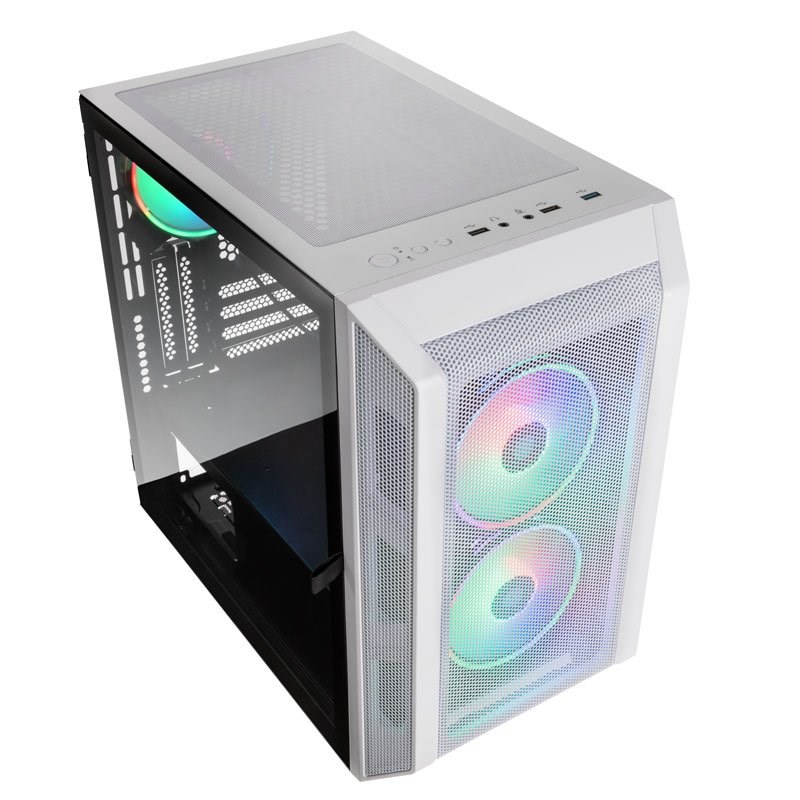 Kućište za računalo KOLINK Citadel Mesh RGB Micro-ATX (bijelo, 2x 120 mm ventilatori, RGB kontrola, stakleni panel, podrška za ATX napajanje)-1