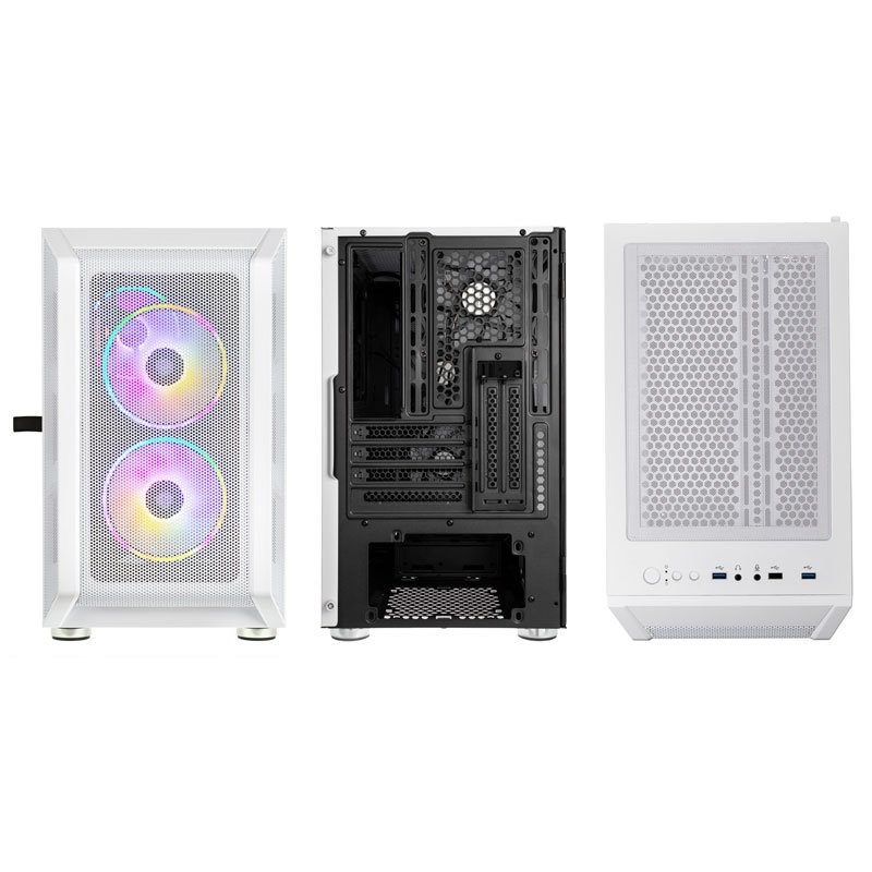 Kućište za računalo KOLINK Citadel Mesh RGB Micro-ATX (bijelo, 2x 120 mm ventilatori, RGB kontrola, stakleni panel, podrška za ATX napajanje)-2