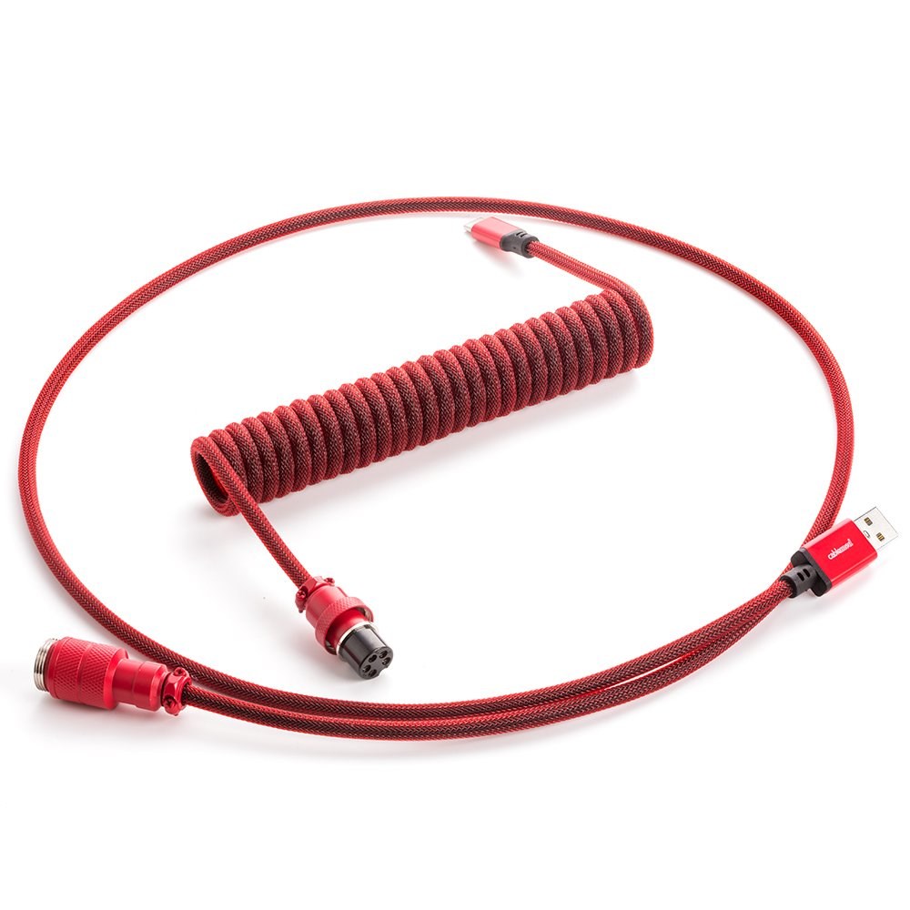 CableMod PRO Coiled Keyboard Cable USB-C to USB Type A, Republic Red - 150cm-5