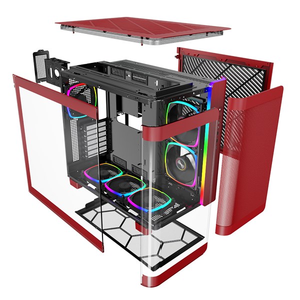 Kućište MONTECH KING 95 PRO (Midi-Tower, ARGB, Kaljeno Staklo, Crveno)-1