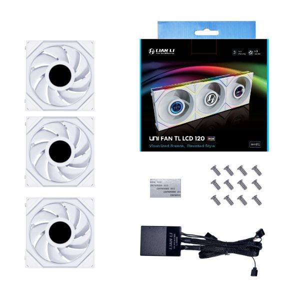 Ventilator Lian Li UNI FAN TL LCD Series, 3-Pack with Controller - 120mm (bijela)