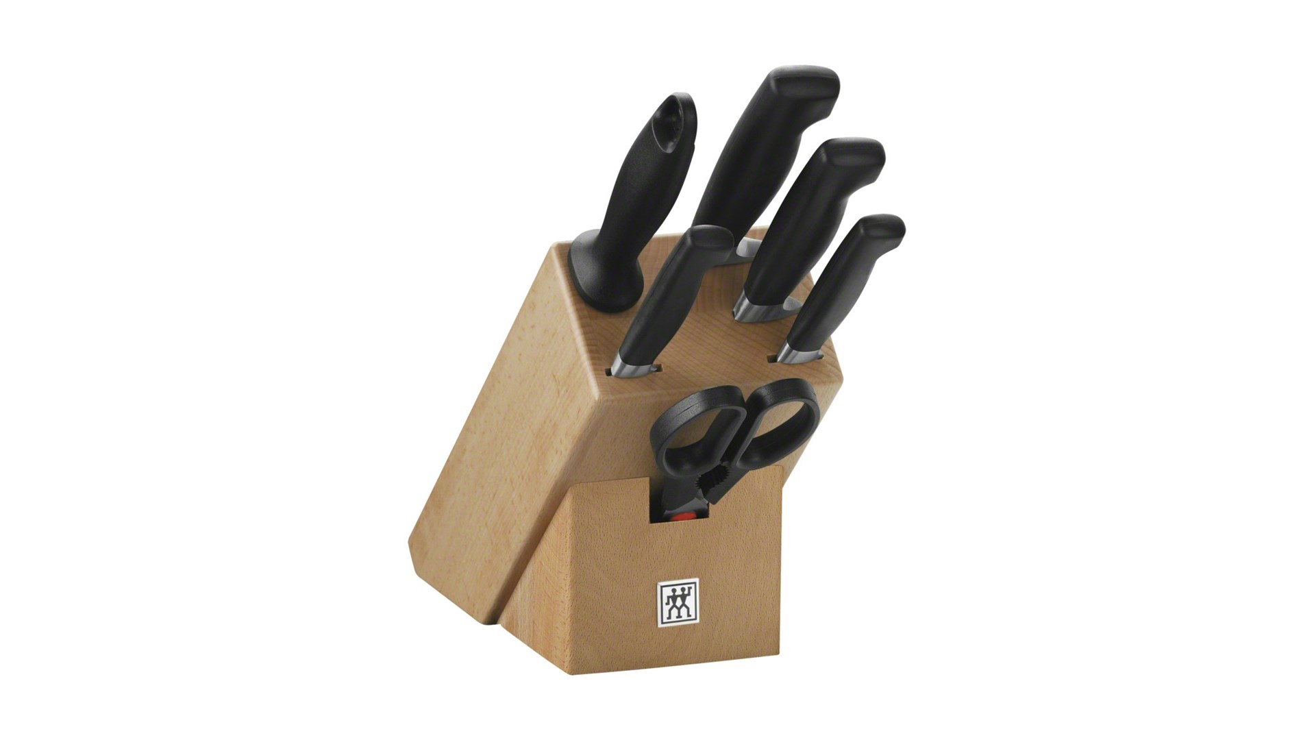 Set noževa ZWILLING Four Star (7 komada, drveni blok, noževi od nehrđajućeg čelika, crne ručke)-0