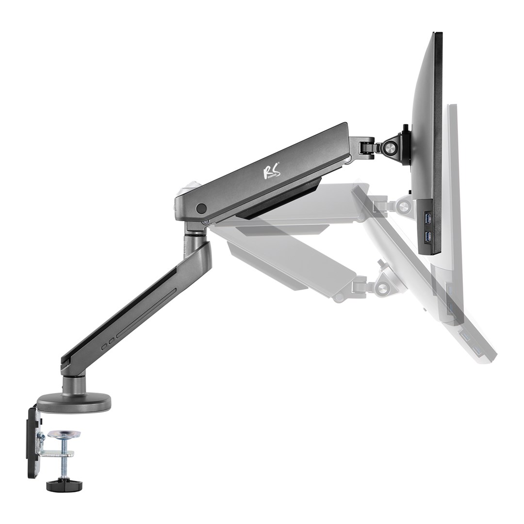 Nosač monitora NANORS (17-32", s RGB LED osvjetljenjem, stolni, visina podesiva, okretni, nagibni, max. 9kg, VESA 75x75 / 100x100)-14