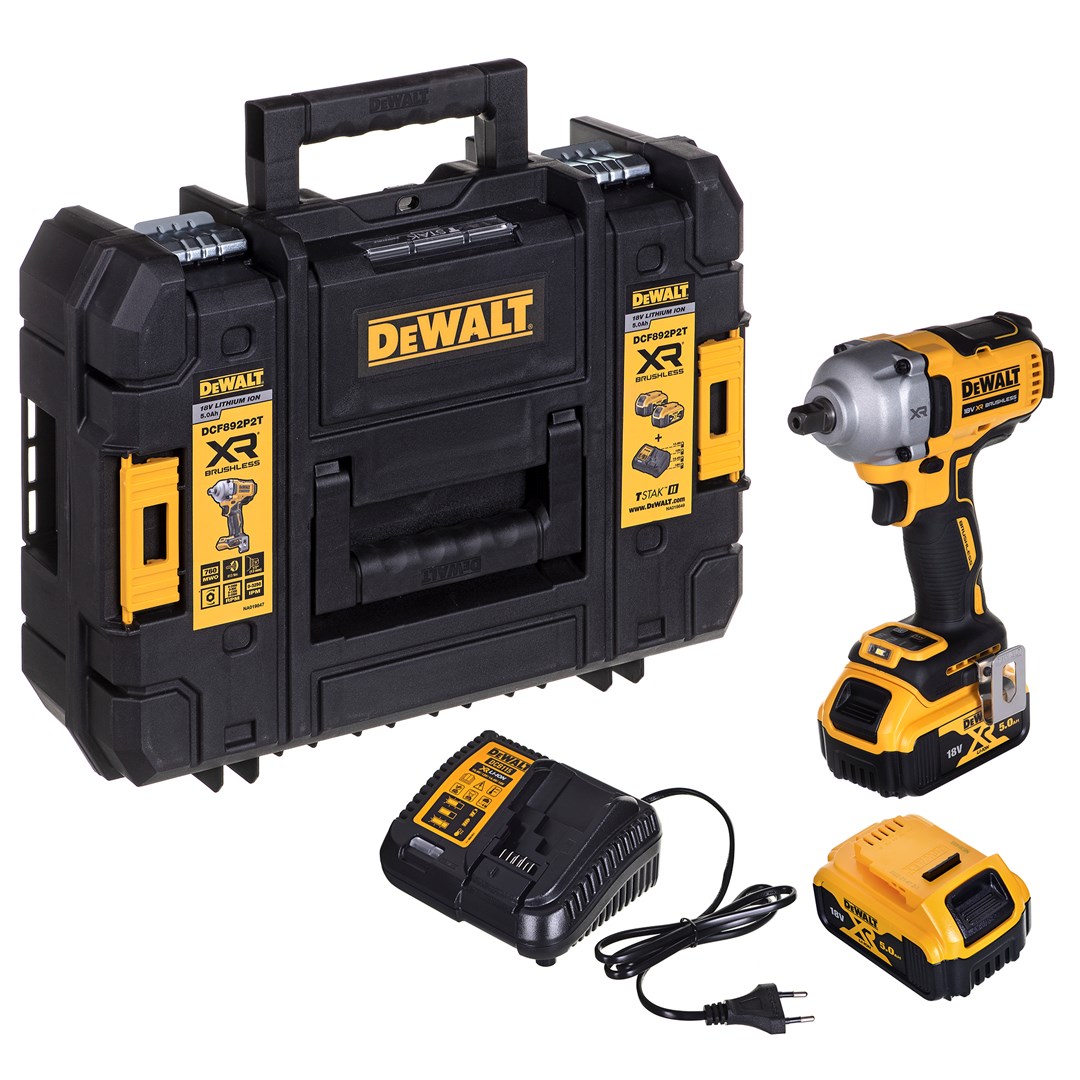 Ključ DEWALT XR18V 1/2'' 2xaku5,0ah, TSTAK