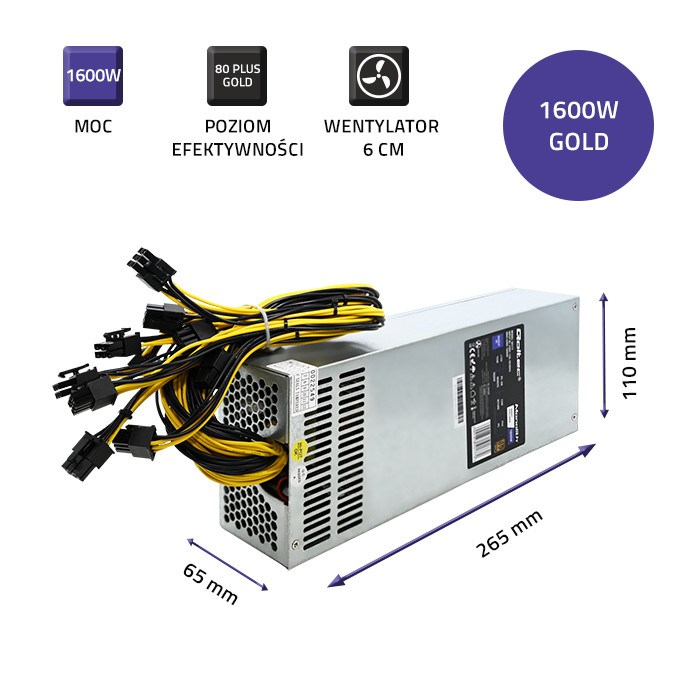Napajanje QOLTEC 50177 (1600 W, 80 PLUS Gold, 10 x PCI-E 6P)-4