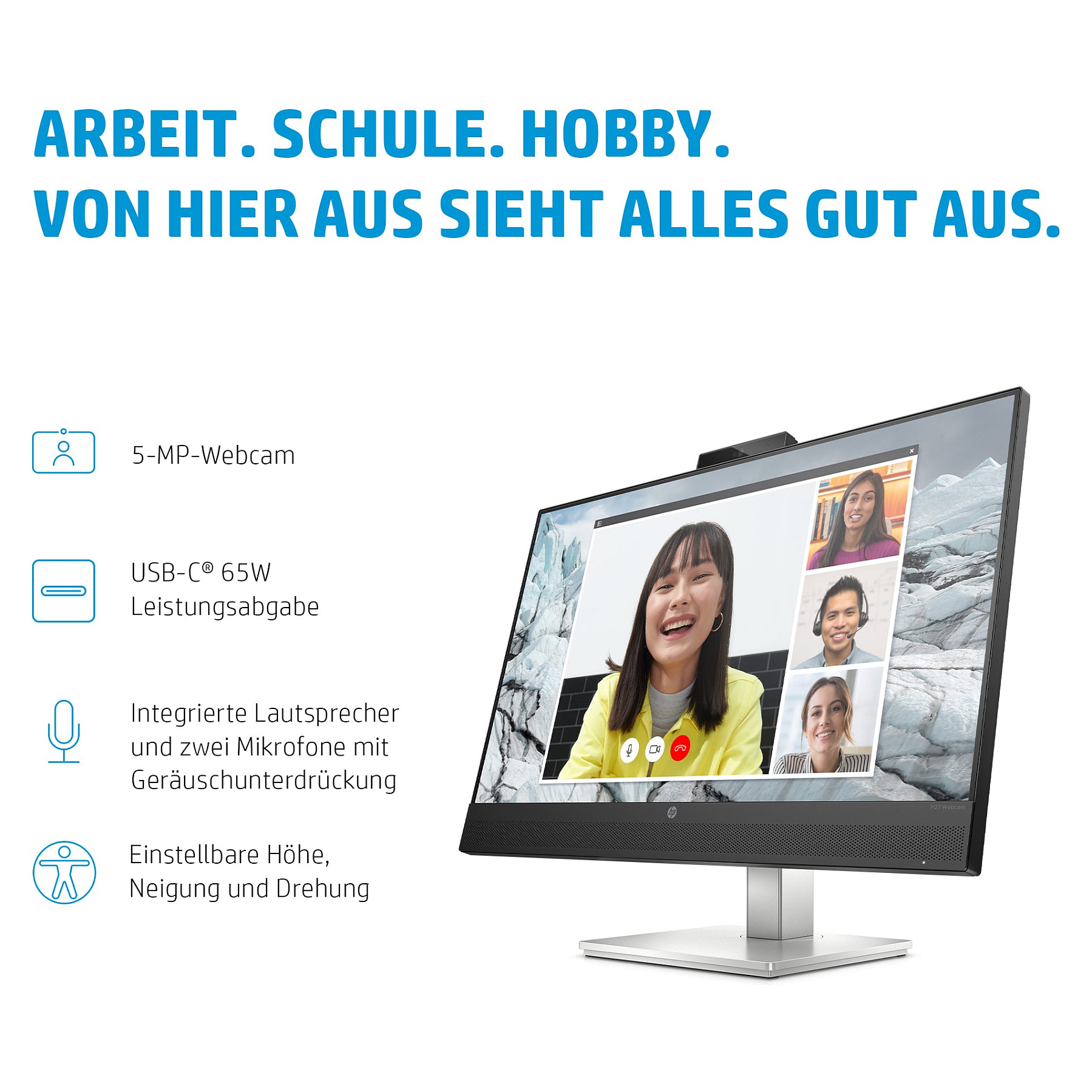 Monitor HEWLETT PACKARD E27m G4 (27 inča, 2560 x 1440, IPS, 75 Hz, 5 ms, 5 MP kamera)-7