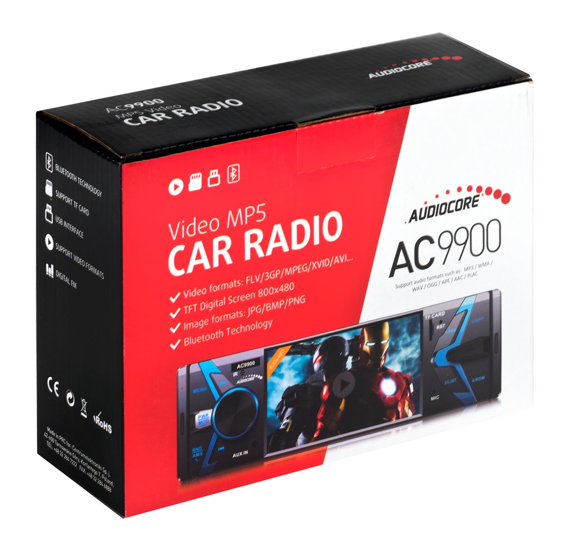 Auto radio AUDIOCORE AC9900 (Bluetooth handsfree, MP3/WMA, FM, USB 2.0, daljinski upravljač)-0