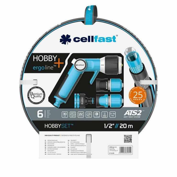 Komplet za zalijevanje CELLFAST HOBBY ATS2 (crijevo 1/2", 20 m, prskalica i brzi priključci)-0