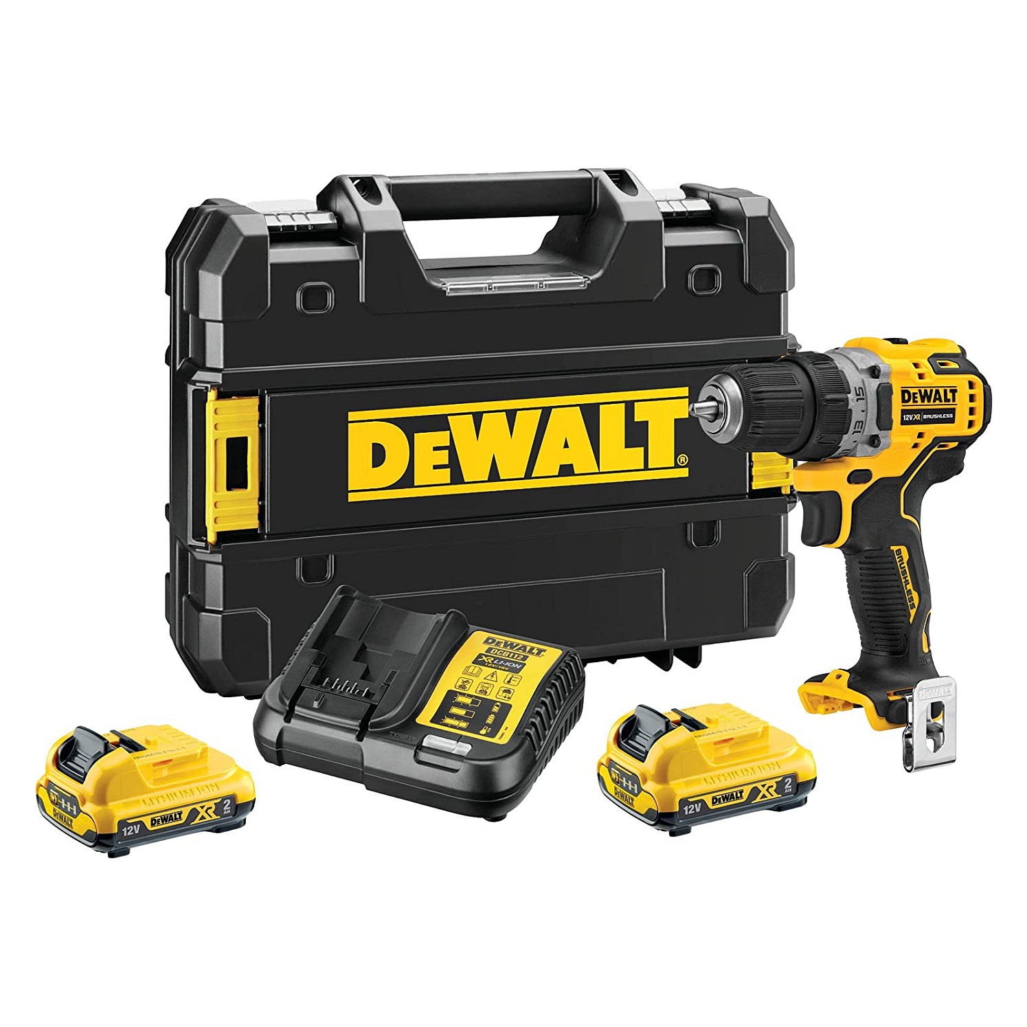 Bušilica DEWALT DCD701D2-QW (bežična, 2x 12V 2Ah XR, TSTAK, crna, žuta)