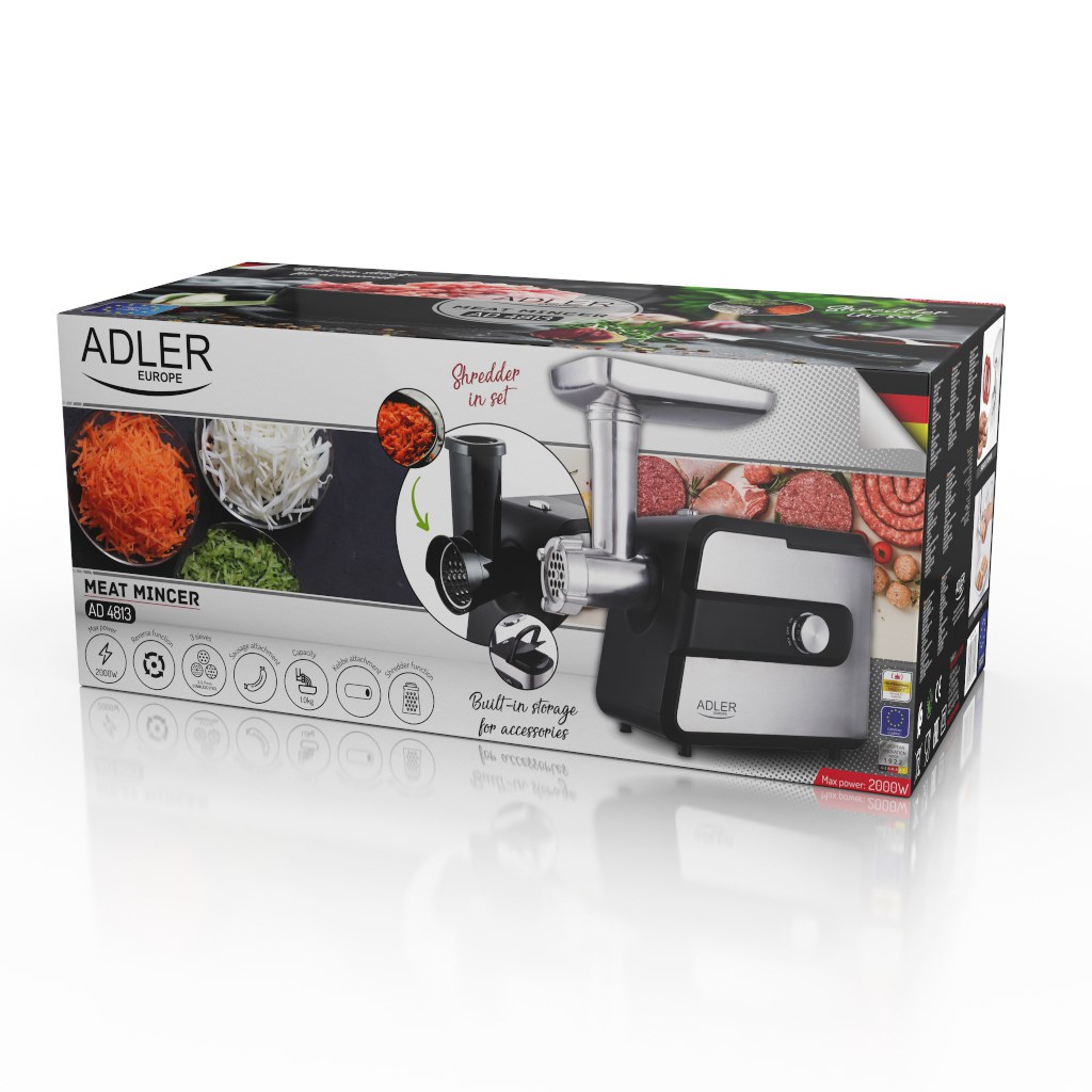 Uređaj za mljevenje mesa ADLER AD 4813 (2000W, sjeckalica, 3 sita, nastavci za kobasice)-14