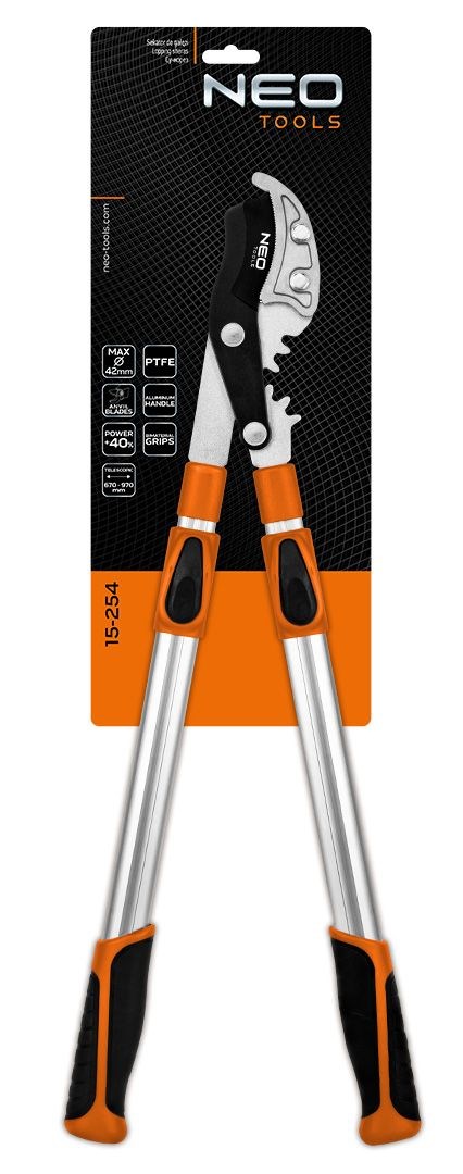 Škare za rezidbu NEO TOOLS, 670 mm, doseg do 42 mm, zupčanik za povećanje sile pritiska za 40%