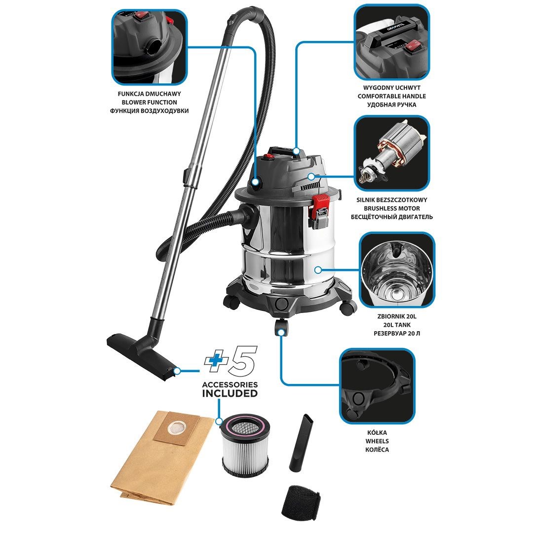 Workshop vacuum cleaner Energy+ 18V Li-lon, wet and dry, 20L tank-4