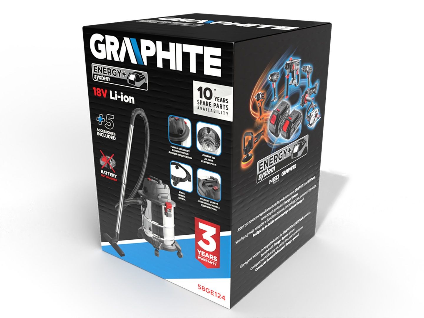 Workshop vacuum cleaner Energy+ 18V Li-lon, wet and dry, 20L tank-1