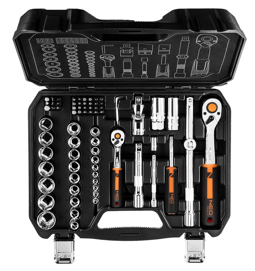 Set nasadnih ključeva NEO TOOLS 08-673 (1/2", 1/4", 73 komada, CrV)-1