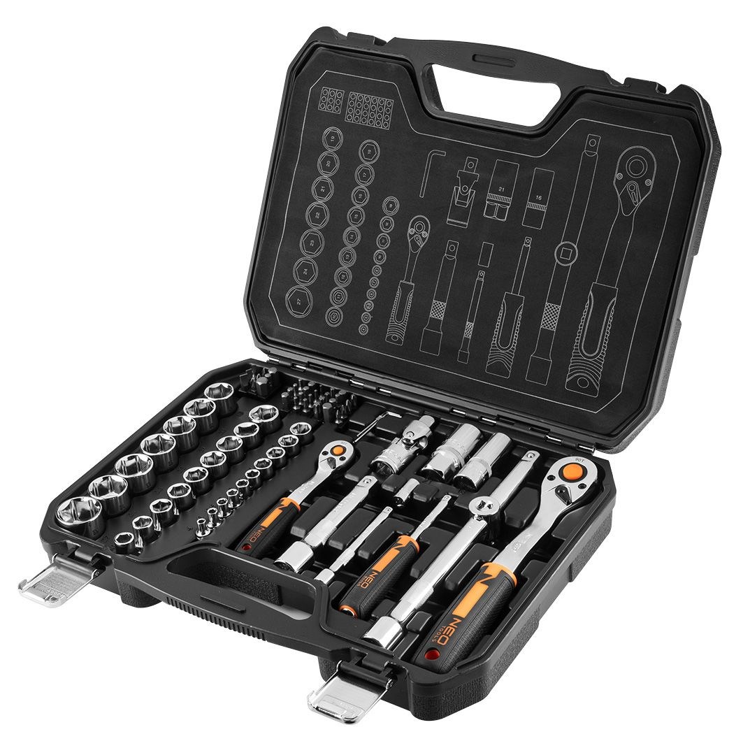 Set nasadnih ključeva NEO TOOLS 08-673 (1/2", 1/4", 73 komada, CrV)-2