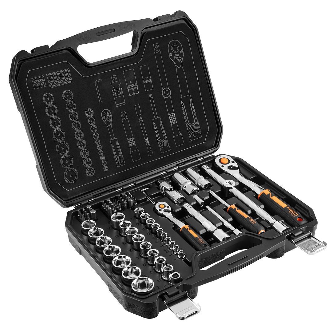 Set nasadnih ključeva NEO TOOLS 08-673 (1/2", 1/4", 73 komada, CrV)-0