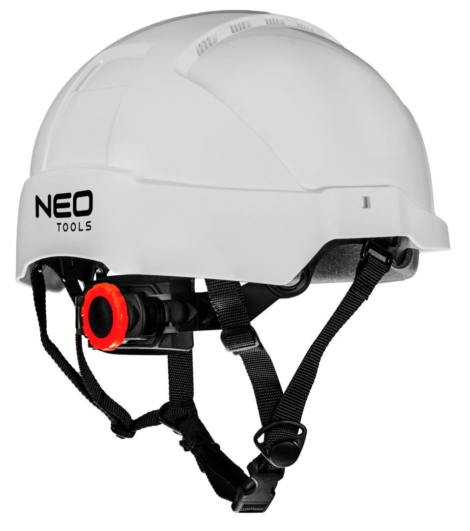 Zaštitna kaciga NEO TOOLS 97-211 za rad na visini (bijela boja, 10 ventilacijskih otvora)-0