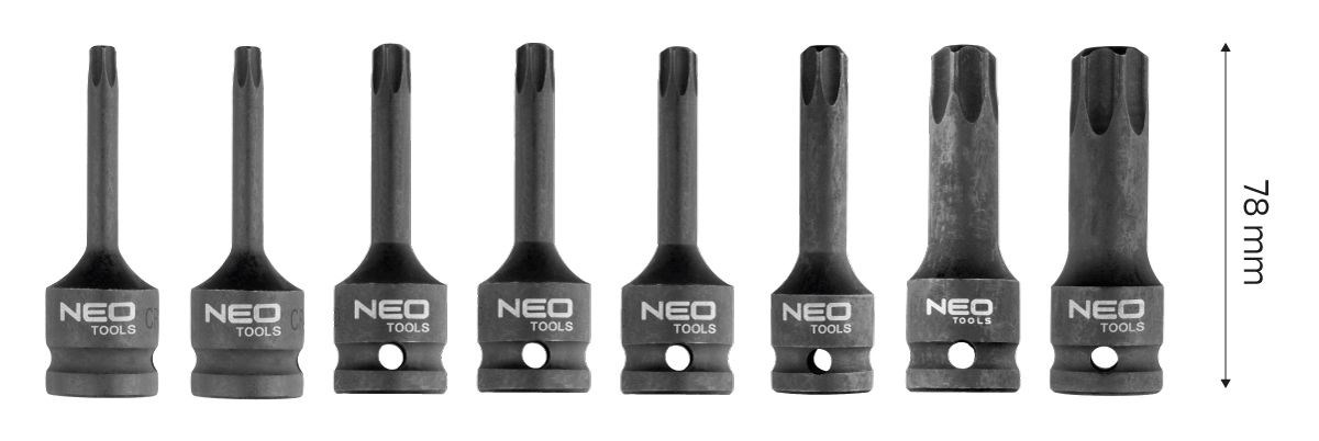 Set udarnih nasadnih ključeva NEO TOOLS 10-257 (8 komada, TORX T30-T80, prihvat 1/2")-0