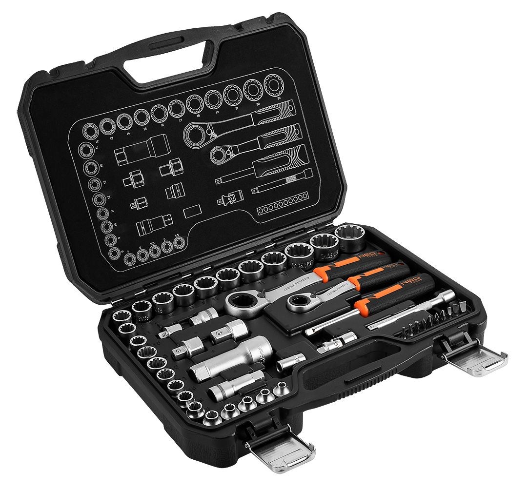 Set utičnica NEO TOOLS, 46 komada (1/4" + 3/8")