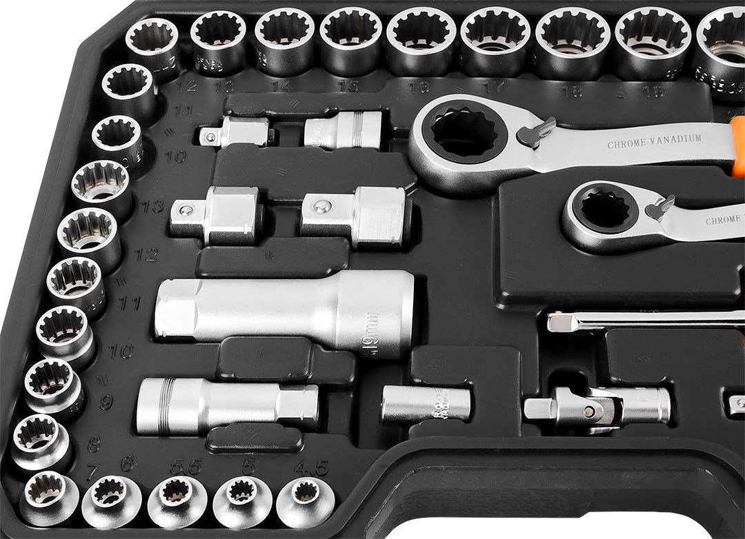 Set utičnica NEO TOOLS, 46 komada (1/4" + 3/8")-4