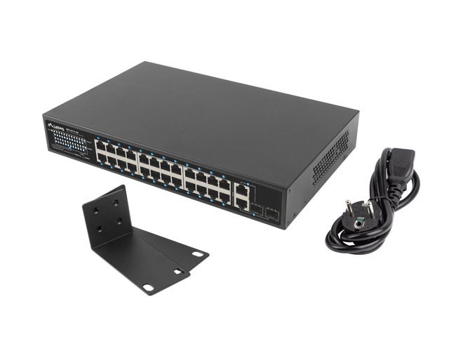 Mrežni prekidač LANBERG Switch rack 19" POE+ 24x 100Mb PoE+ /2x SFP ETHERNET 360W (24 priključka PoE+, 2 SFP utora, 360W)-8