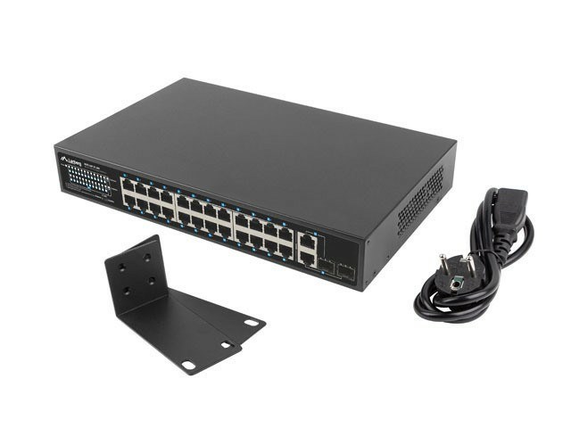 Mrežni prekidač LANBERG Switch rack 19" POE+ 24x 100Mb PoE+ /2x SFP ETHERNET 360W (24 priključka PoE+, 2 SFP utora, 360W)-4