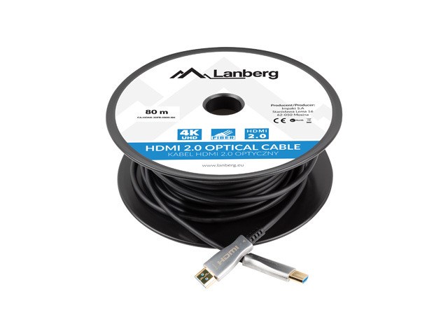 Optički kabel HDMI LANBERG CA-HDMI-20FB-0800-BK (80m, v2.0, 4K, AOC)-2