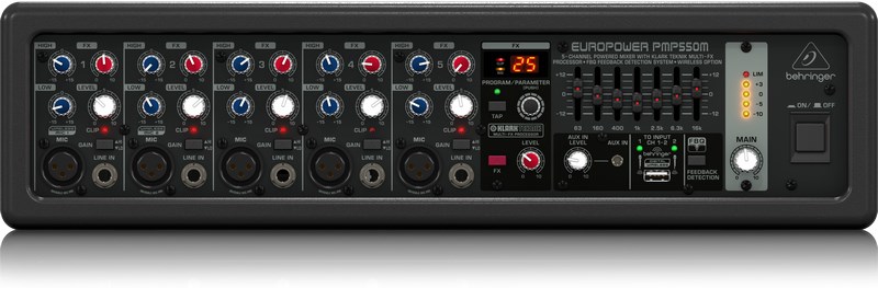 Snaga mikser BEHRINGER PMP550M (500W, 5 kanala, KLARK TEKNIK FX, FBQ)-1