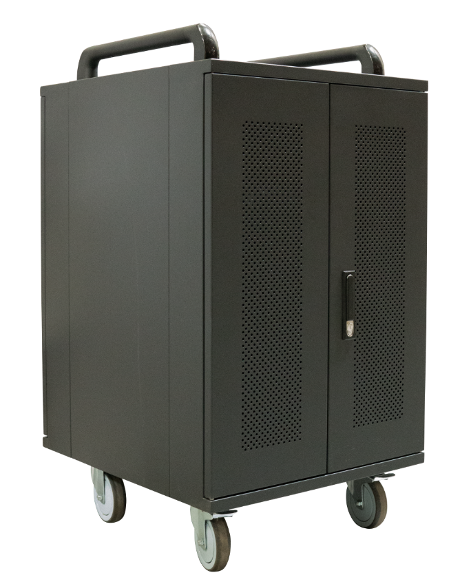 Multimedijalna kolica AVTEK Charging Cart 20 (za 15.6'' laptop, 2 police, 4 kotača, ugrađeni punjač, crna boja)