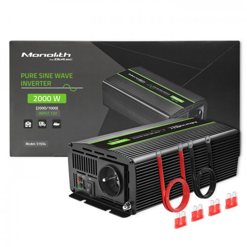 Pretvarač napajanja/inverter QOLTEC Monolith Auto (2000 W) crni-1